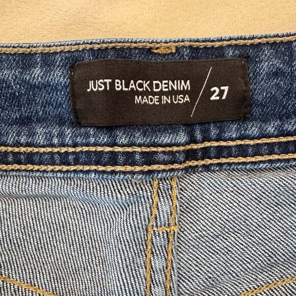 Just Black Denim High Rise Utility Wide Leg Jeans with Raw Hem - Picture 3 of 4